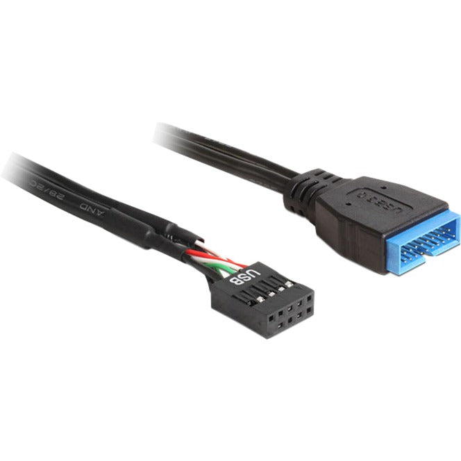 DeLOCK USB 2.0 Adapterkabel, 9 Pin Header Buchse > USB 3.2 Pin Header Stecker (schwarz, 45cm)