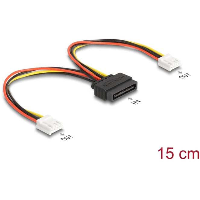 DeLOCK Strom-Adapterkabel SATA 15 Pin Stecker > 2x Floppy 4 Pin Buchse (15cm)