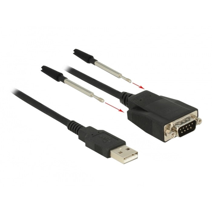 DeLOCK USB 2.0 Adapter, USB-A Stecker > Seriell RS-232 Stecker (schwarz, 35cm, ESD Überspannungsschutz)