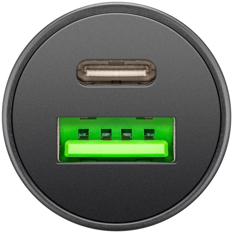 Goobay Dual-USB Auto-Schnellladegerät 45 Watt (schwarz, 1x USB-C, 1x USB-A, Power Delivery, 12 / 24 Volt)