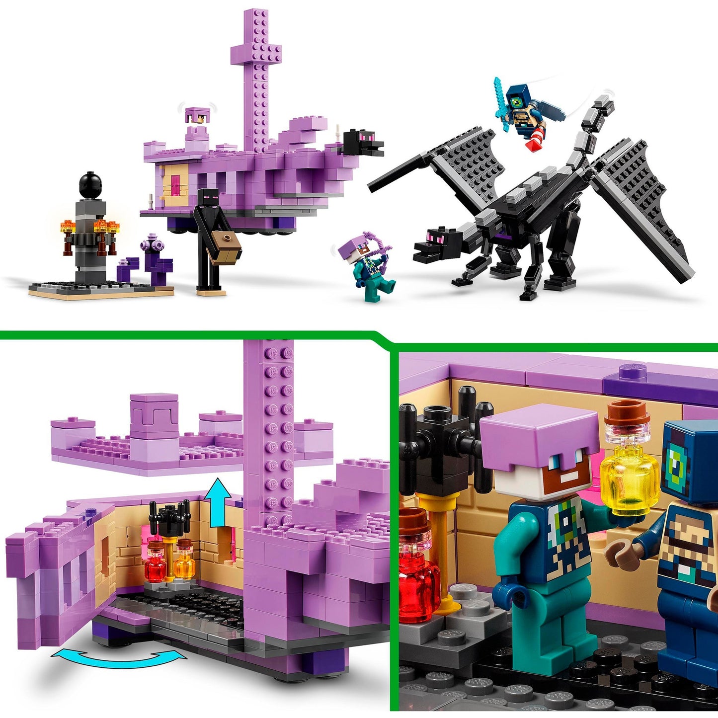 LEGO 21264 Minecraft Der Enderdrache und das Endschiff, Konstruktionsspielzeug