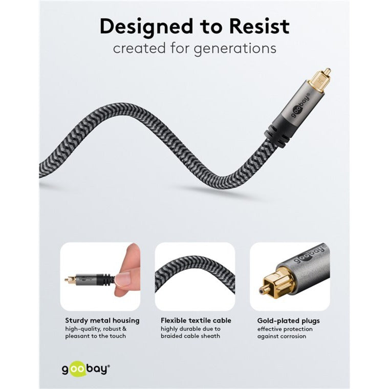 Goobay Plus Toslink-Kabel (schwarz/silber, 3 Meter)