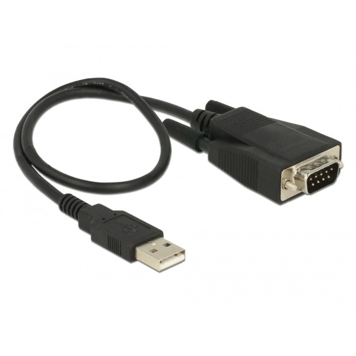 DeLOCK USB 2.0 Adapter, USB-A Stecker > Seriell RS-232 Stecker (schwarz, 35cm, ESD Überspannungsschutz)