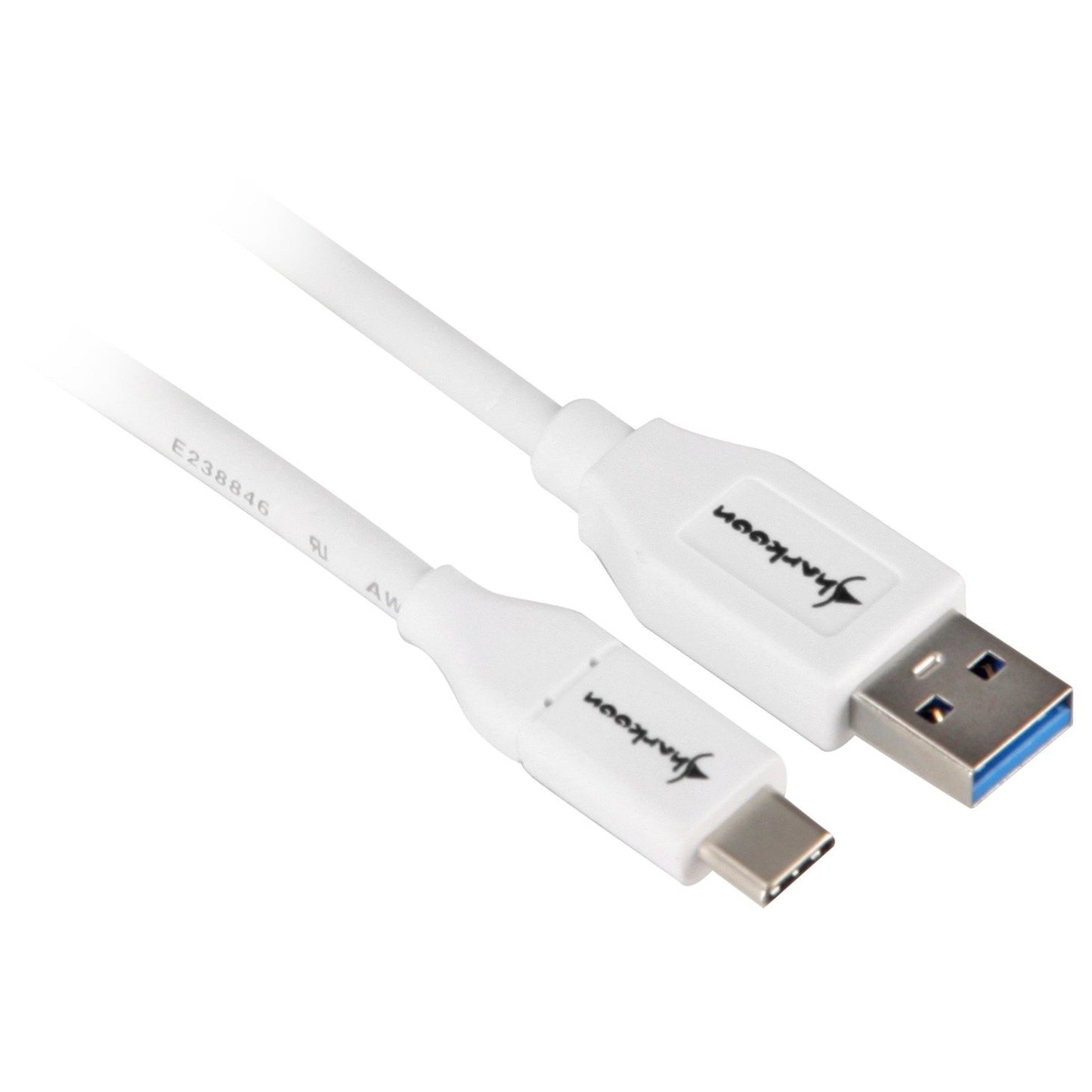 Sharkoon USB 3.2 Gen 2 Kabel, USB-A Stecker > USB-C Stecker (weiss, 0,5 Meter)