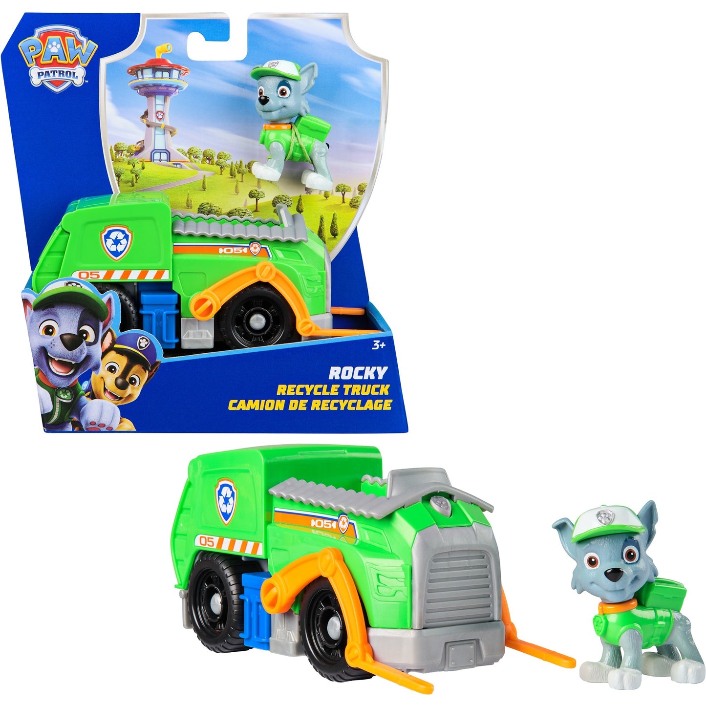 Paw Patrol - Recycling-Truck mit Rocky Spielfigur, Spielfahrzeug