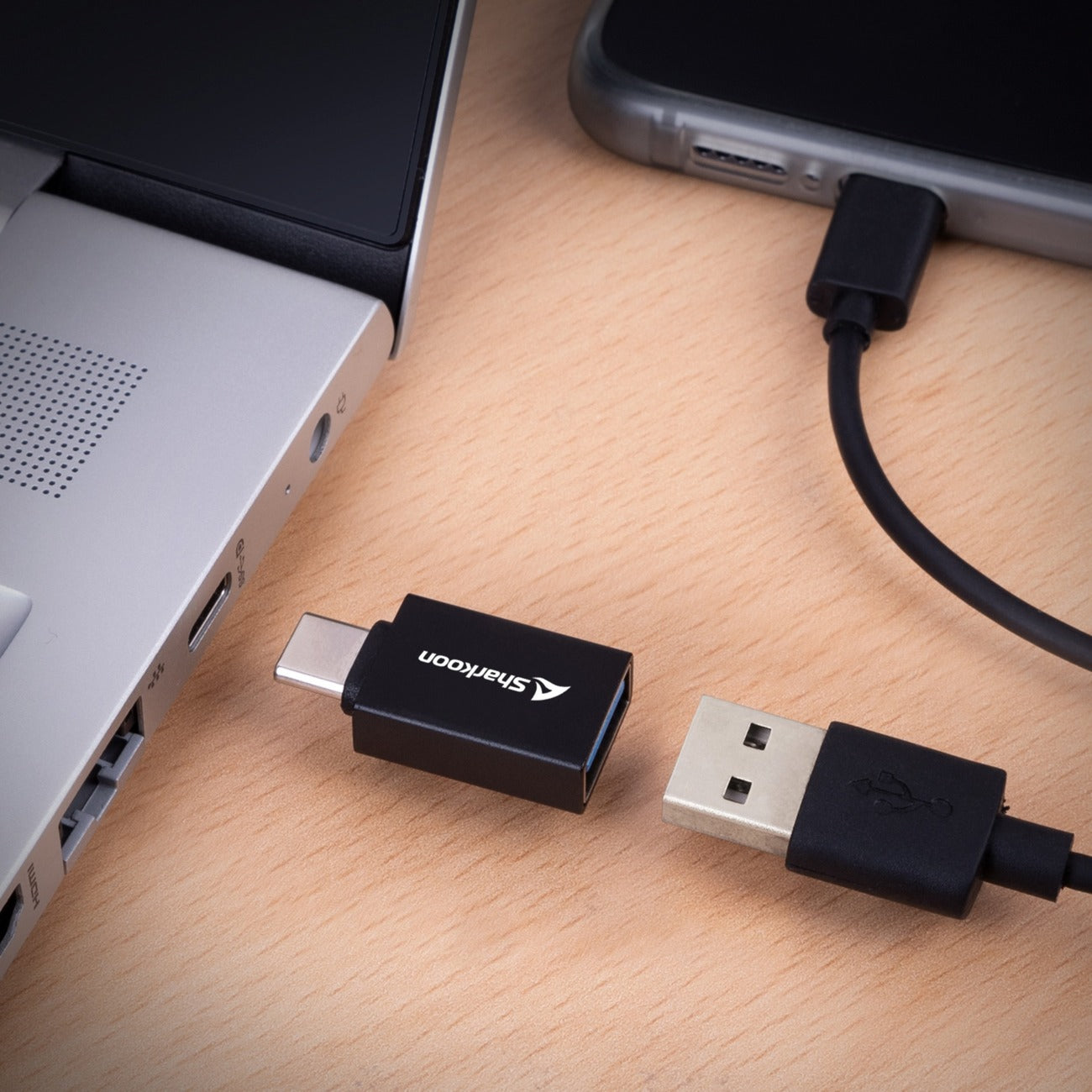 Sharkoon USB 3.2 Gen 1 Adapter OfficePal, USB-A > USB-C / USB-C > USB-A (schwarz, 2er Set)