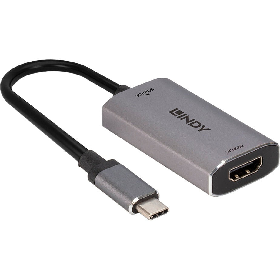 Lindy USB Konverter 8K60, USB-C Stecker > HDMI Buchse (silber/grau, 11cm)