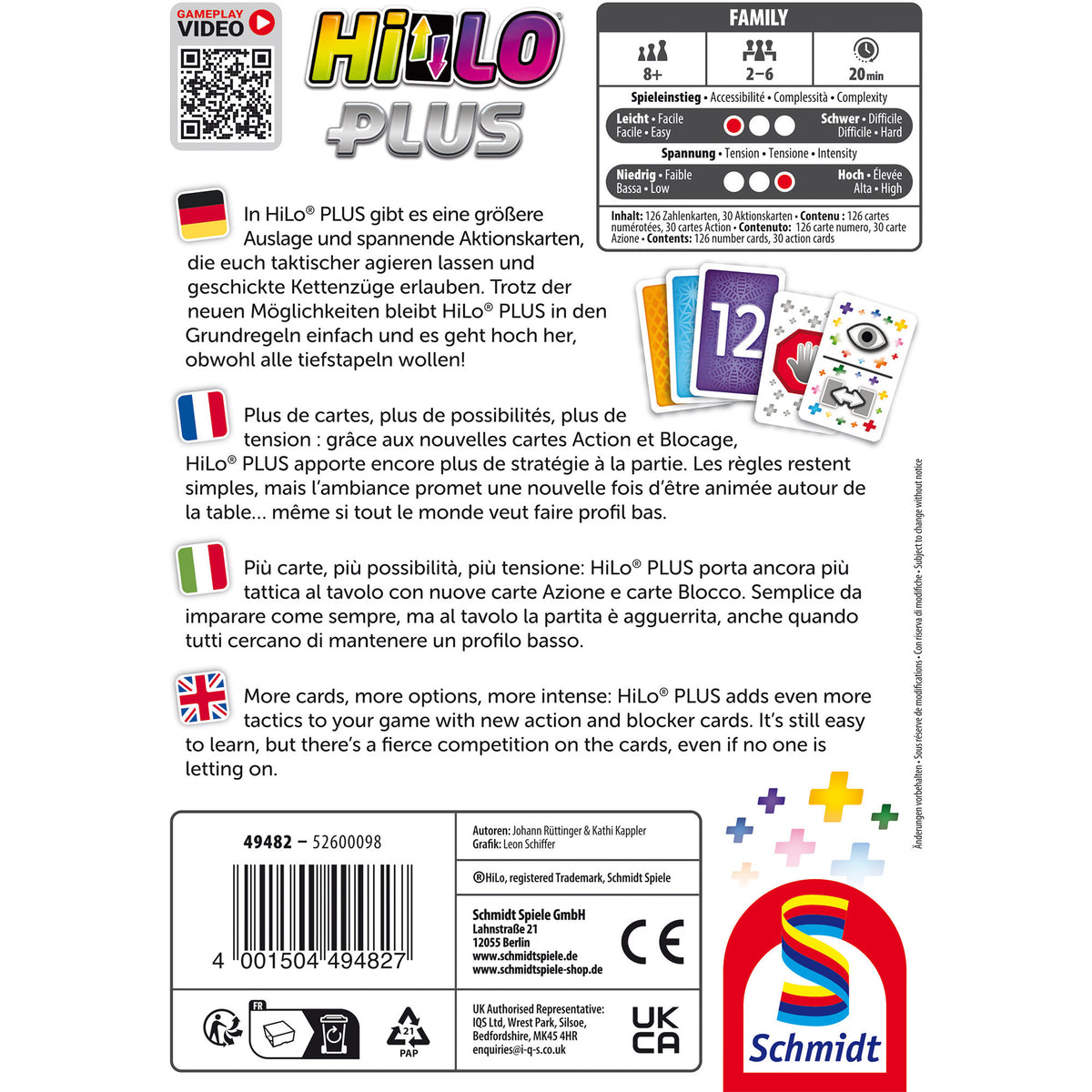 HILo PLUS, Kartenspiel