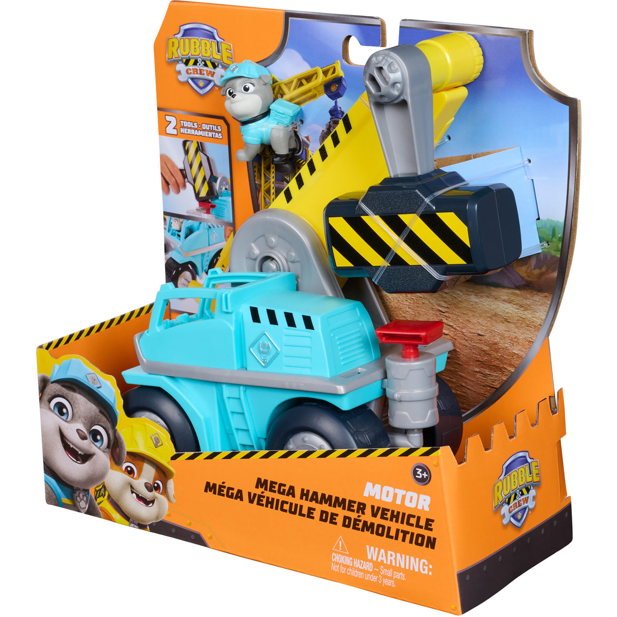 Rubble & Crew - Motors Mega-Hammer-Baufahrzeug mit Motor-Figur, Spielfahrzeug