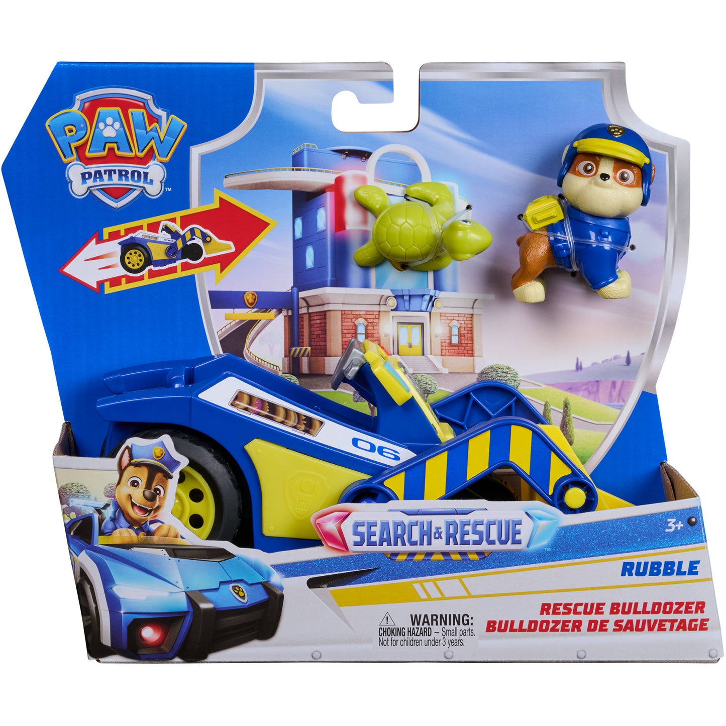 Paw Patrol - Search & Rescue: Rubbles Rettungs-Bulldozer mit 2 Figuren, Spielfahrzeug