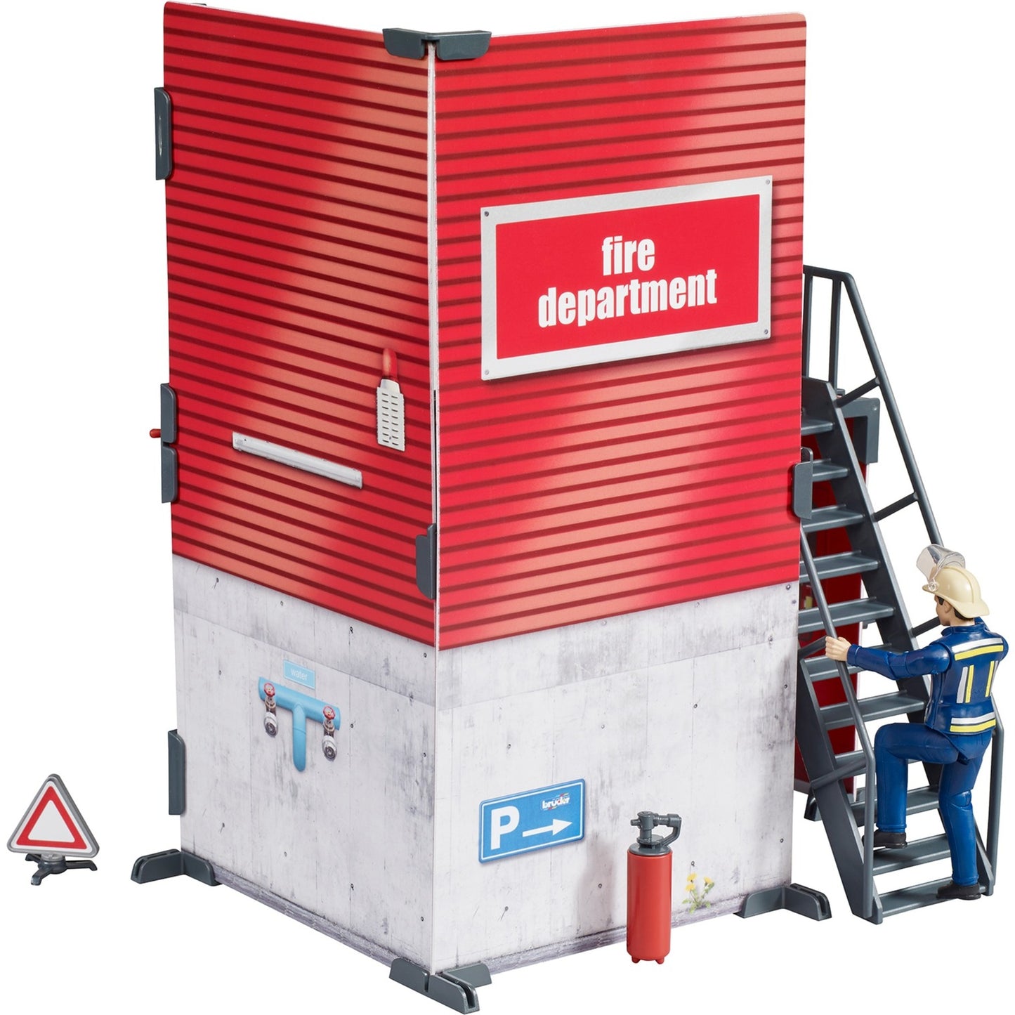 BRUDER bworld Feuerwehrstation mit Feuerwehrmann (Themenset)