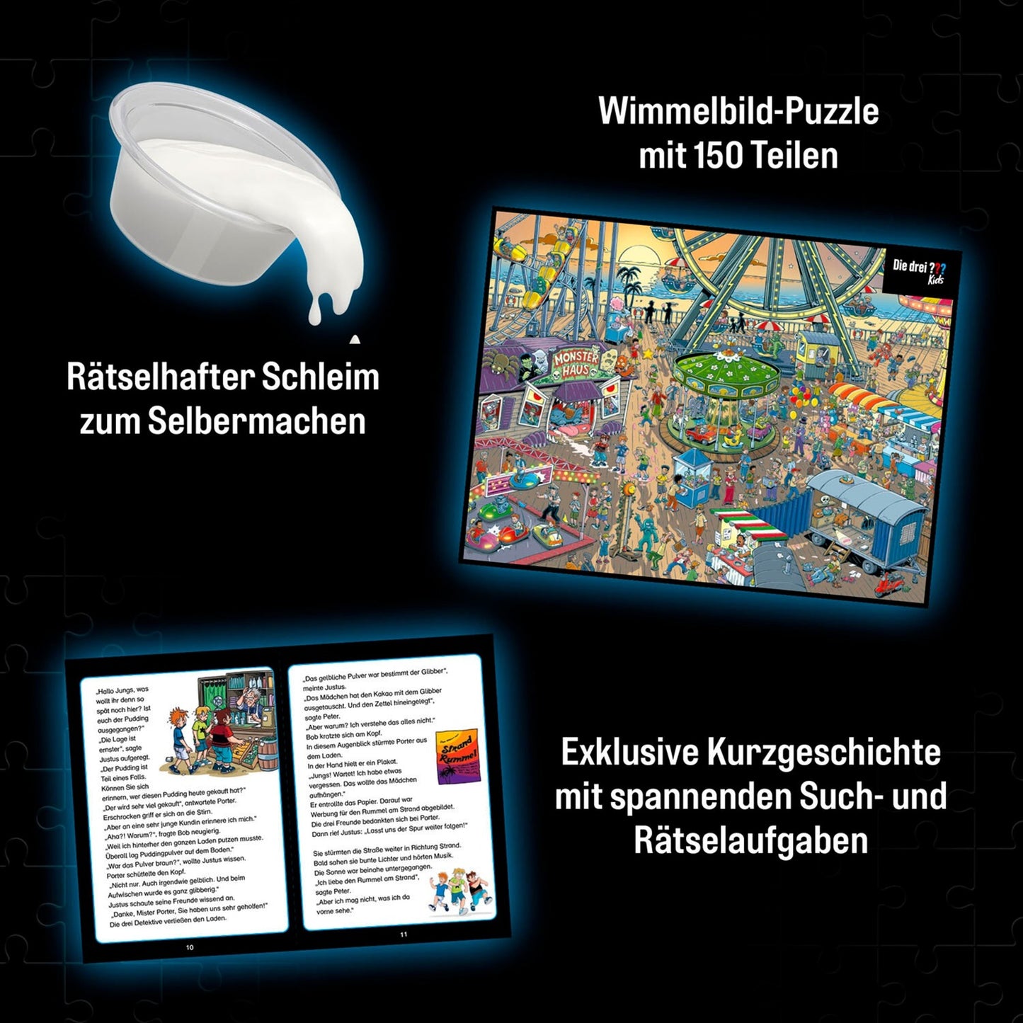 Kosmos Krimi-Puzzle Die drei ??? Kids: Vorsicht Glibberfalle (150 Teile)