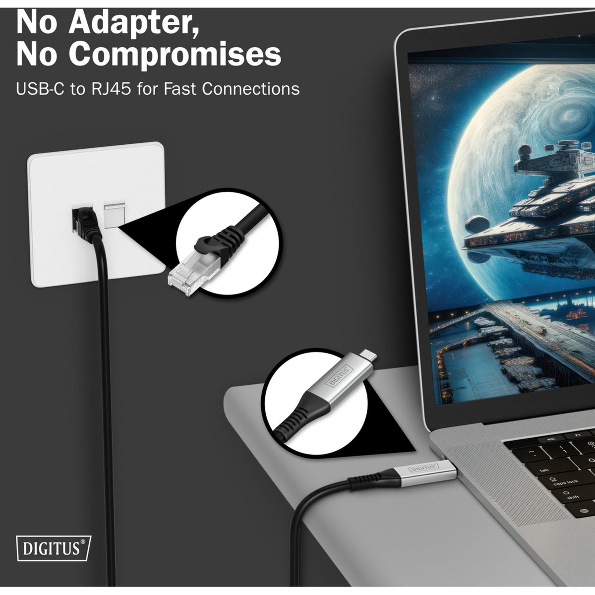 USB-C 3.2 Gen1 > RJ-45 Ethernet Kabel, 1Gbit/s, Adapter