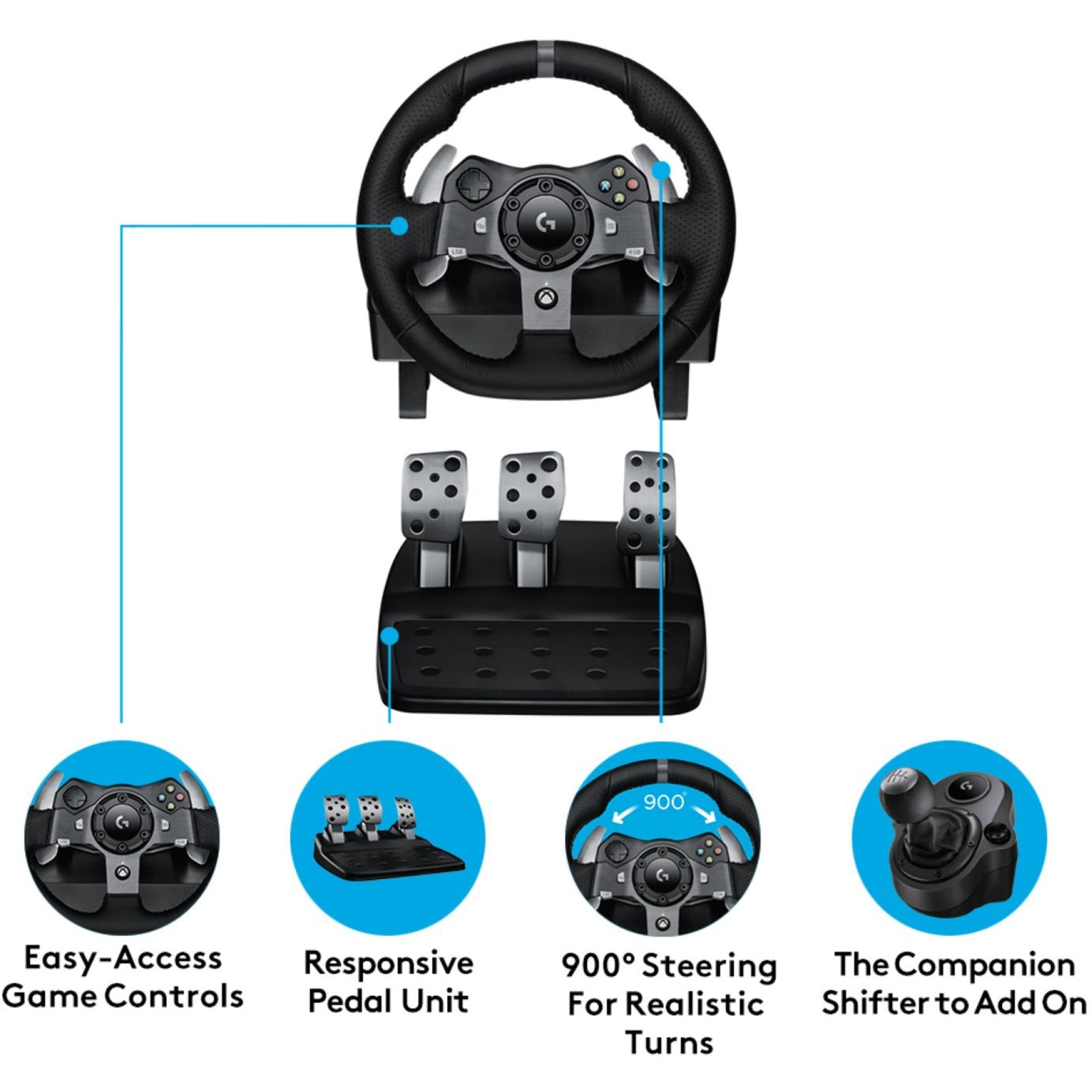 Logitech G920 Driving Force (schwarz, für Xbox Series X|S, Xbox One, PC)