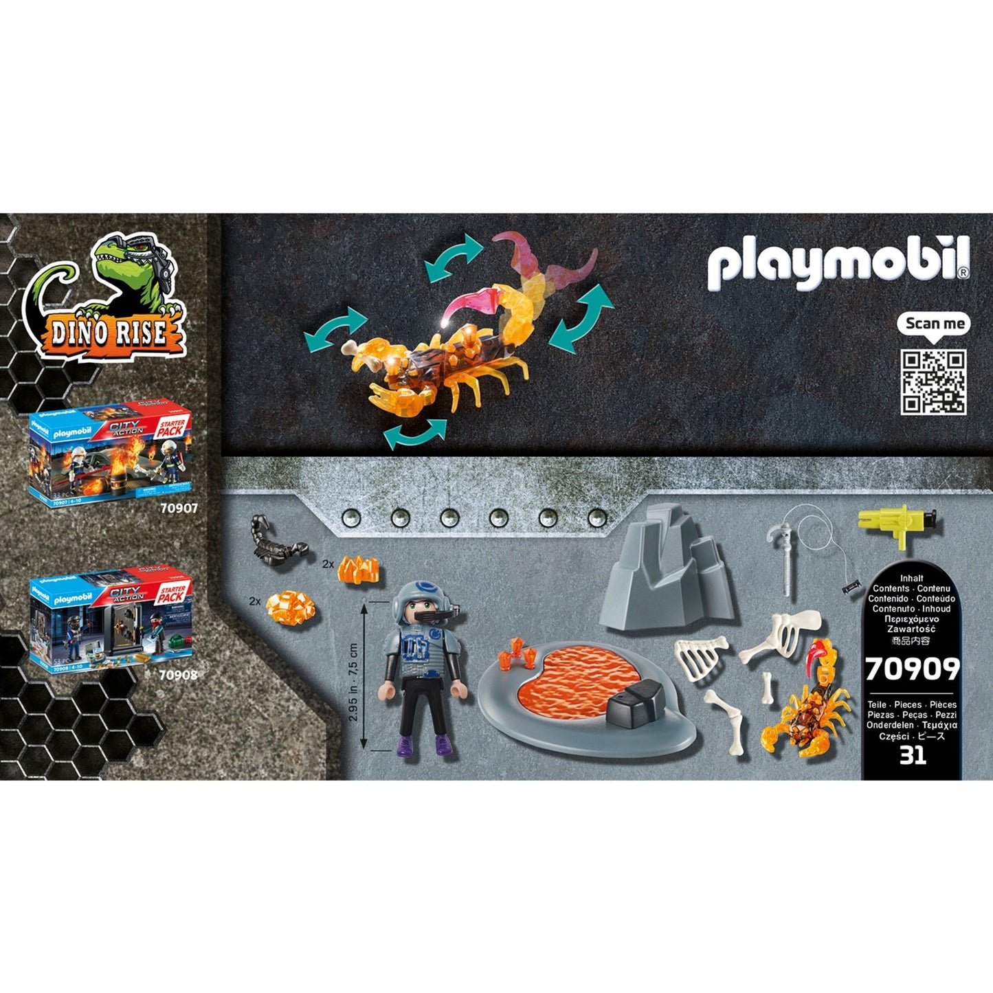 PLAYMOBIL 70909 Dino Rise Starter Pack Kampf gegen den Feuerskorpion, Konstruktionsspielzeug