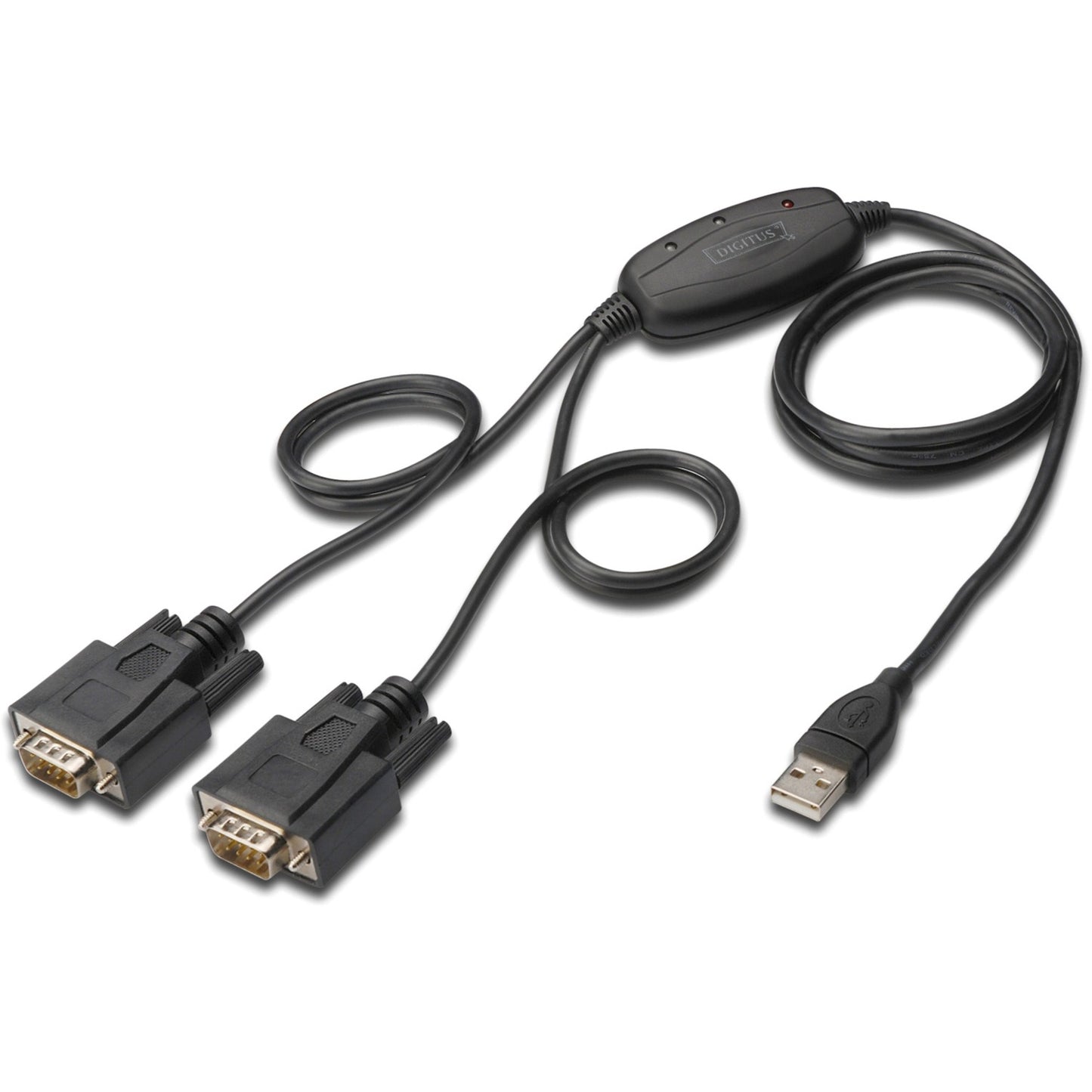 Digitus USB 2.0 Adapterkabel, USB-A Stecker > 2x Seriell RS232 Stecker (schwarz, 1,5 Meter)