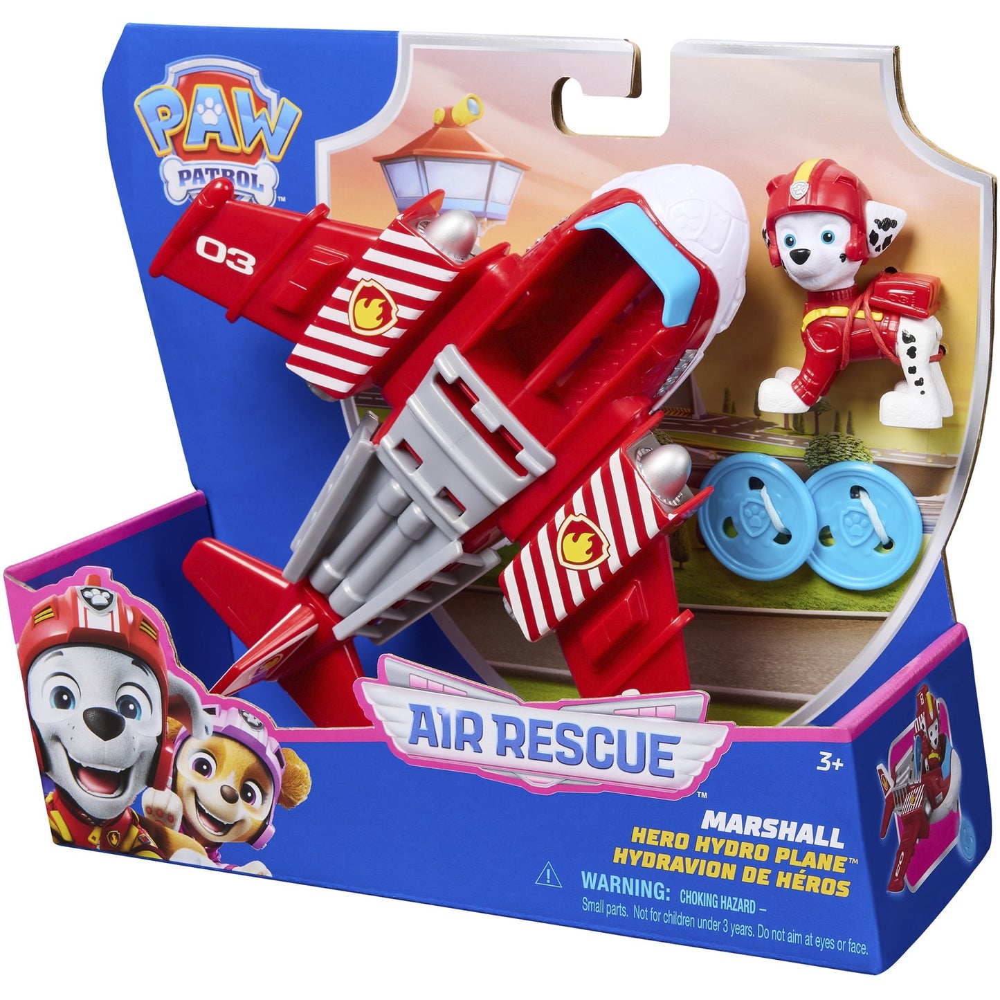 Paw Patrol Air Rescue - Marshalls Feuerwehrflugzeug mit Geschoss-Abwurf und Marshall Spielfigur , Spielfahrzeug