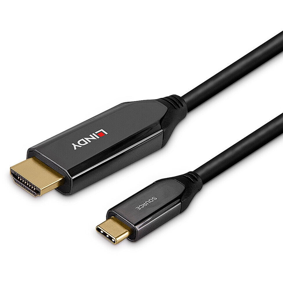 Lindy USB Adapterkabel, USB-C Stecker > HDMI 8K Stecker (schwarz, 1 Meter, 8K 60Hz, + HDR)