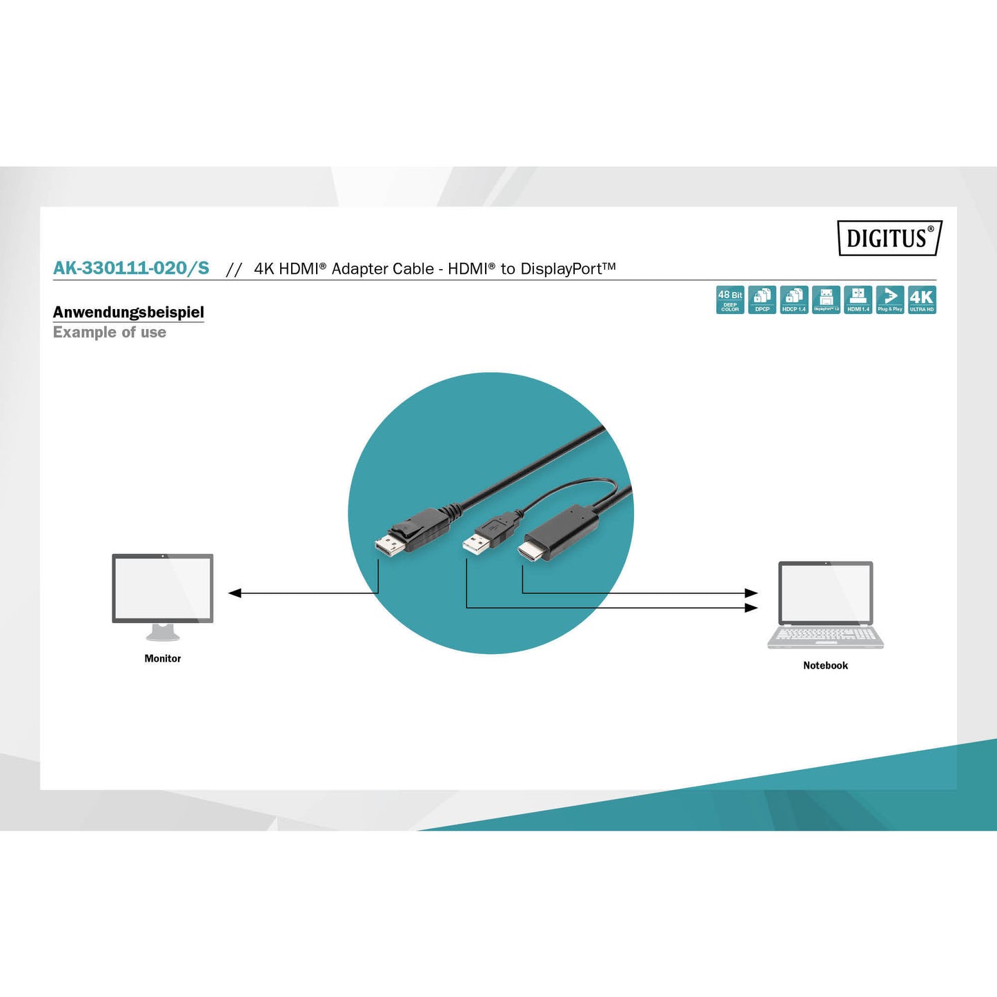 Adapterkabel HDMI > Displayport, UHD 4K