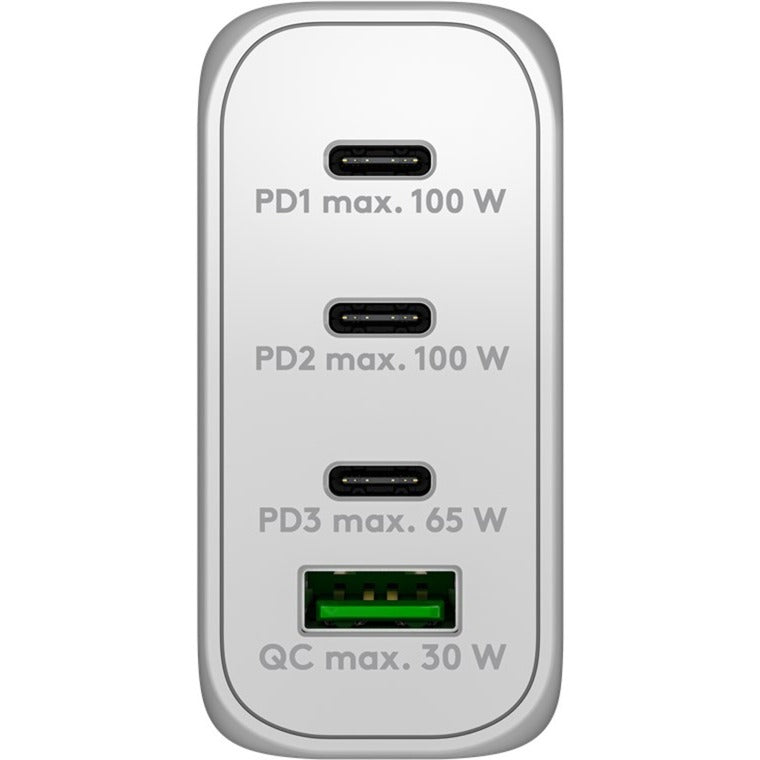 Goobay USB-C PD Multiport-Schnellladegerät 100 Watt (weiss, 1x USB-A QC, 3x USB-C PD, GaN-Technologie)