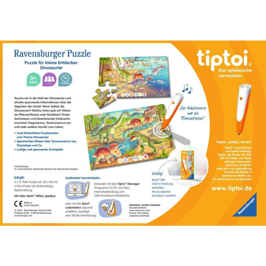 Ravensburger tiptoi Puzzle für kleine Entdecker: Dinosaurier