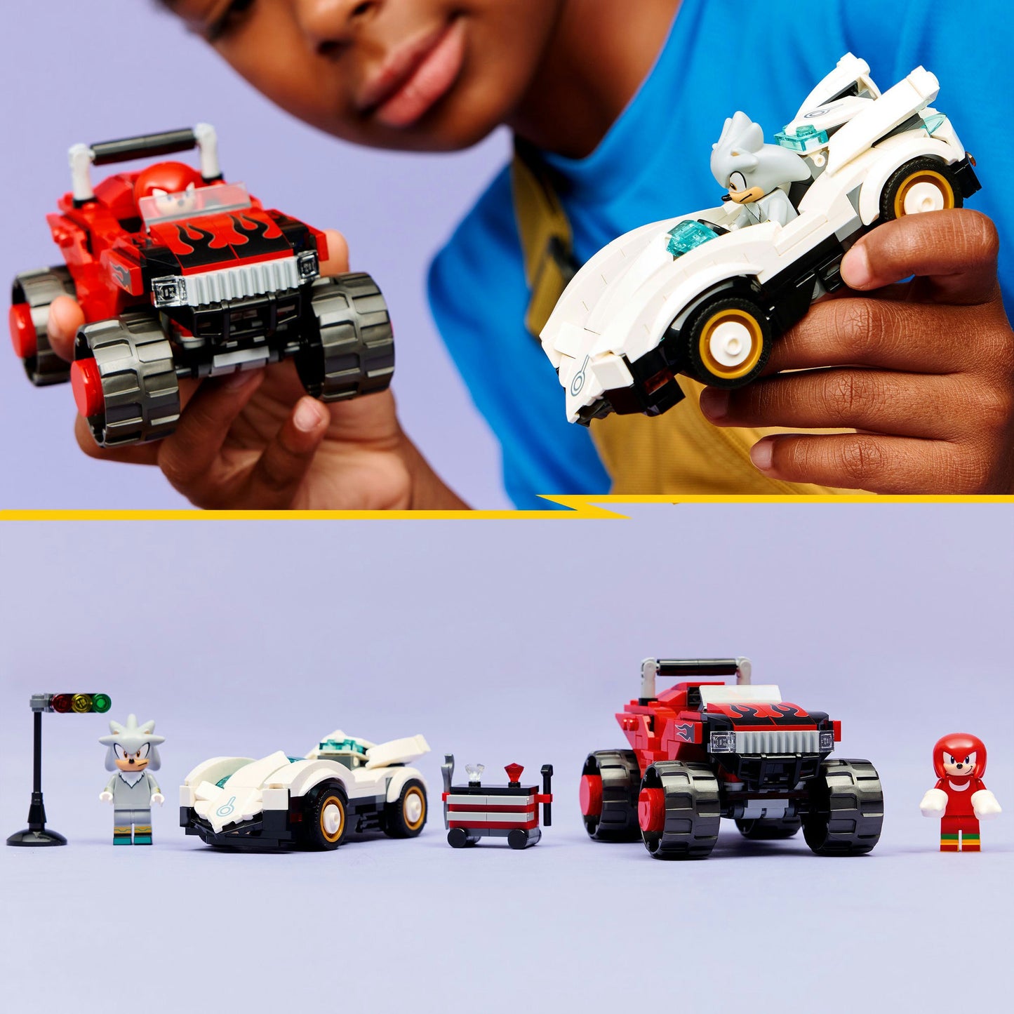 77118 Sonic the Hedgehog Silvers Auto vs. Knuckles' Monstertruck, Konstruktionsspielzeug