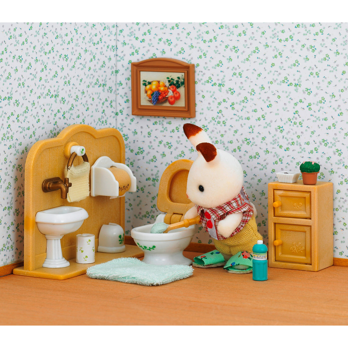 Sylvanian Families - Schokoladenhasen Bruder Badezimmer Set, Konstruktionsspielzeug