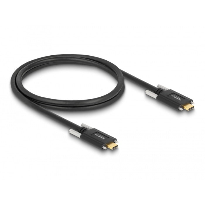 DeLOCK USB 3.2 Gen 2 Kabel, USB-C Stecker > USB-C Stecker (schwarz, 1 Meter, Stecker mit Schrauben)