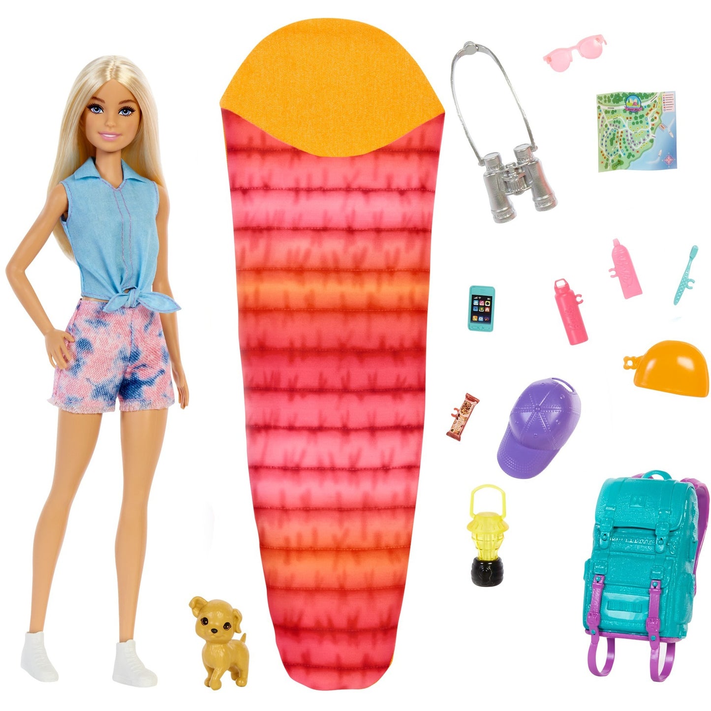 Barbie Barbie ?It takes two! Camping? Spielset mit Malibu Puppe, Hündchen und Accessoires