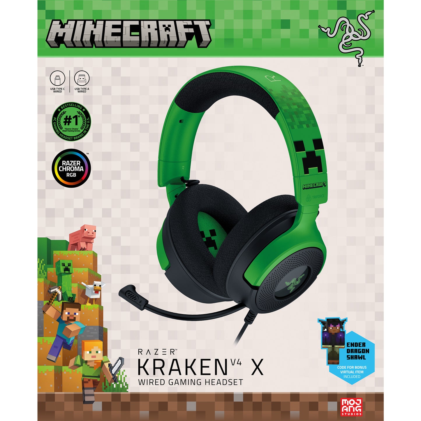 Kraken V4 X - Minecraft Edition, Gaming-Headset