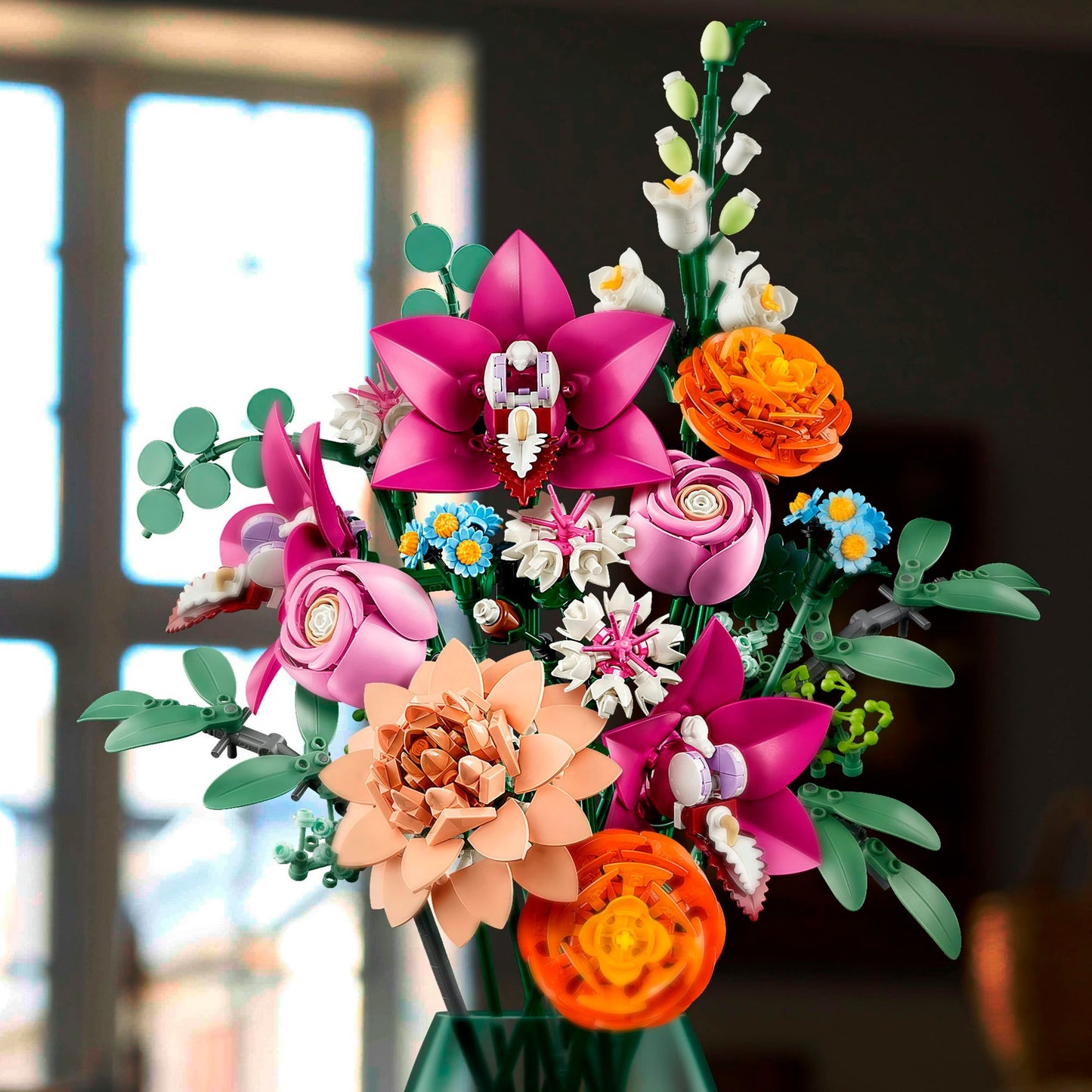 10342 Botanicals Schöner Rosafarbener Blumenstrauss, Konstruktionsspielzeug