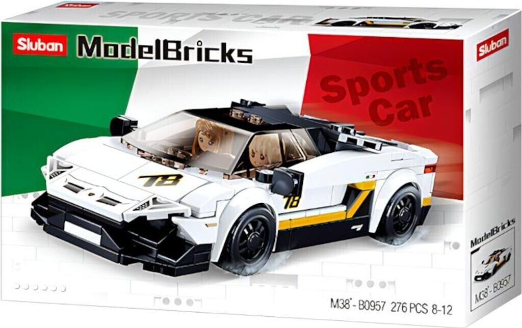 ModelBricks Weisser italienischer Sportwagen, Konstruktionsspielzeug