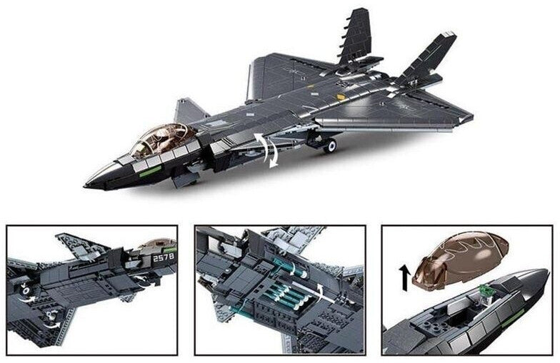 ModelBricks J-20 Tarnkappenflieger Metallic Version, Konstruktionsspielzeug
