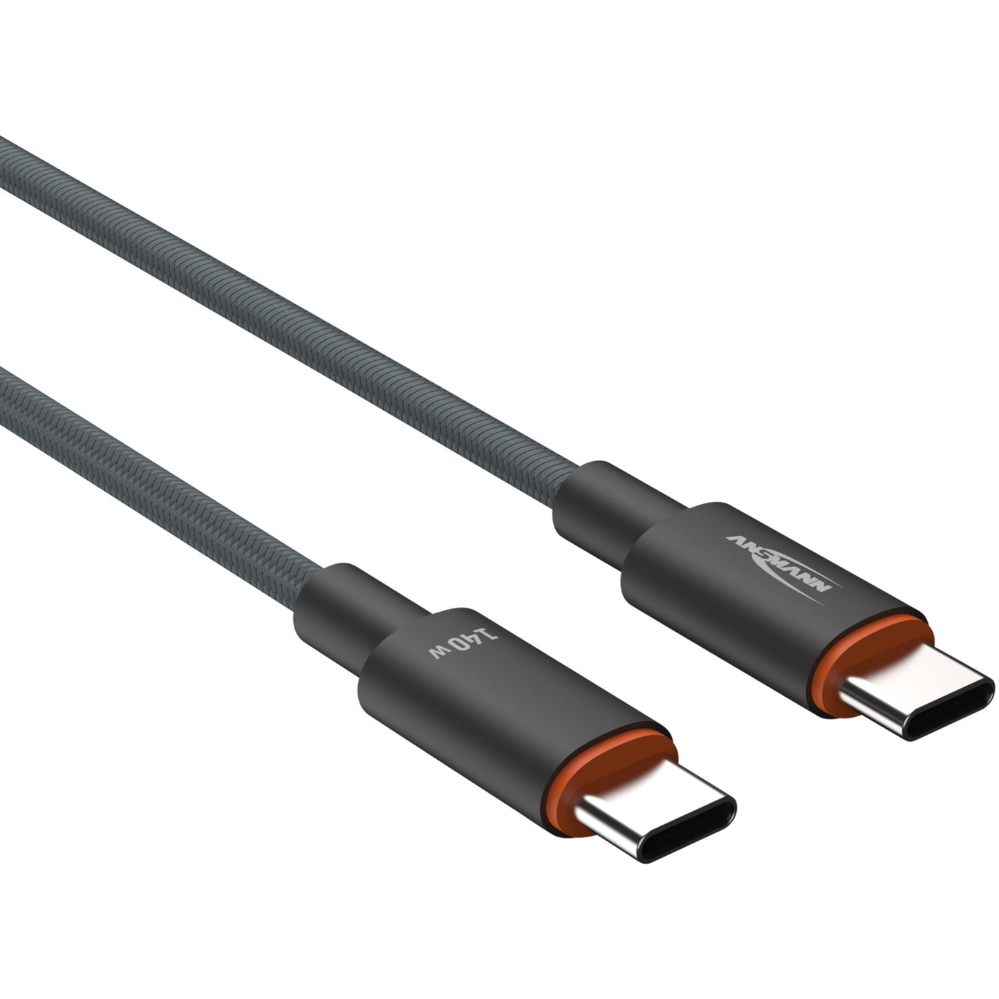 Ansmann USB 2.0 Kabel, USB-C Stecker > USB-C Stecker (anthrazit, 60cm, PD 3.1, Laden mit bis zu 140 Watt, gesleevt)