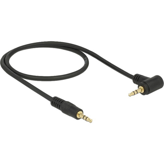 DeLOCK Audiokabel Klinke 3,5mm Stecker > 3,5mm Stecker (schwarz, 50 cm, abgewinkelt)