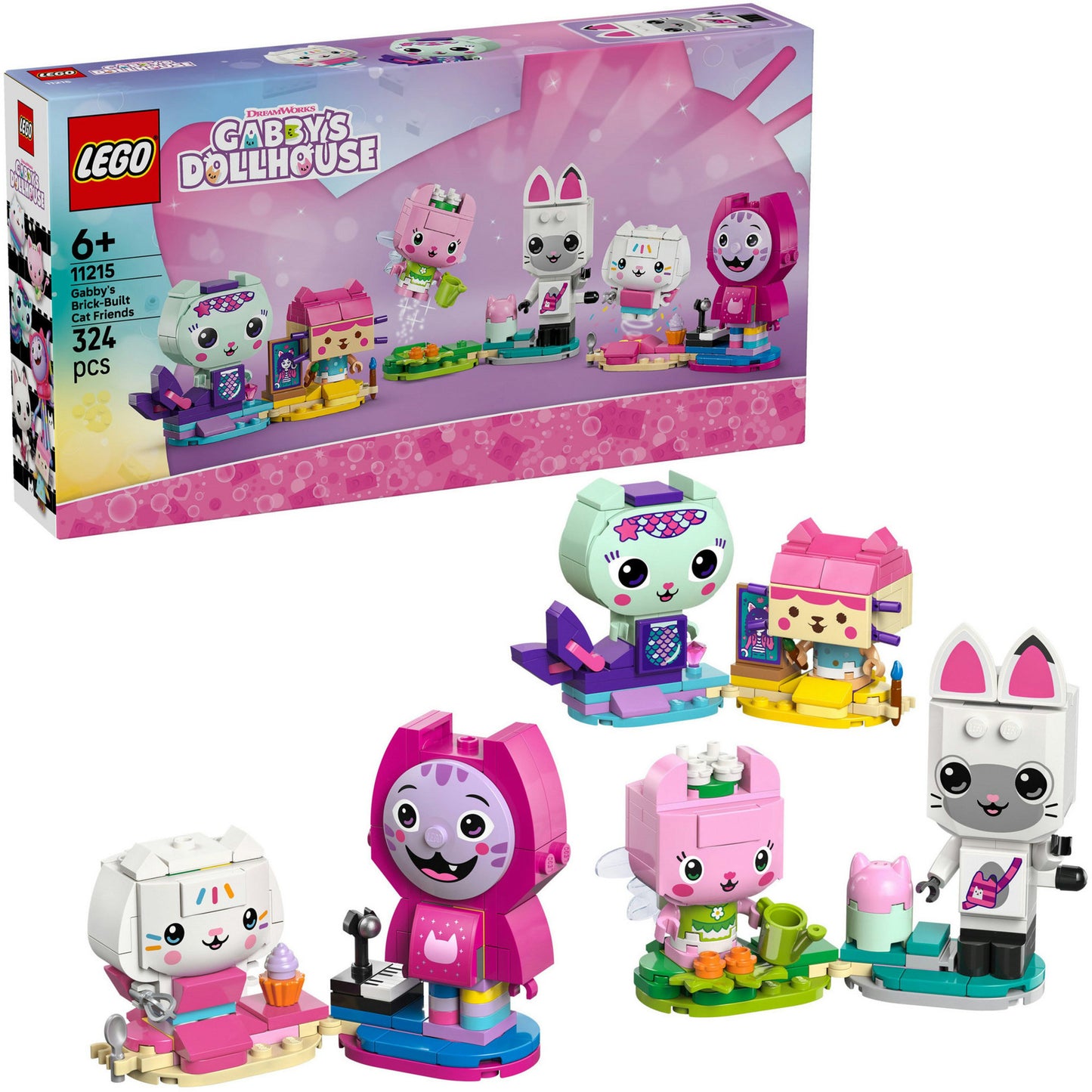 11215 Gabby's Dollhouse Gabbys Katzenfreunde aus LEGO Steinen, Konstruktionsspielzeug