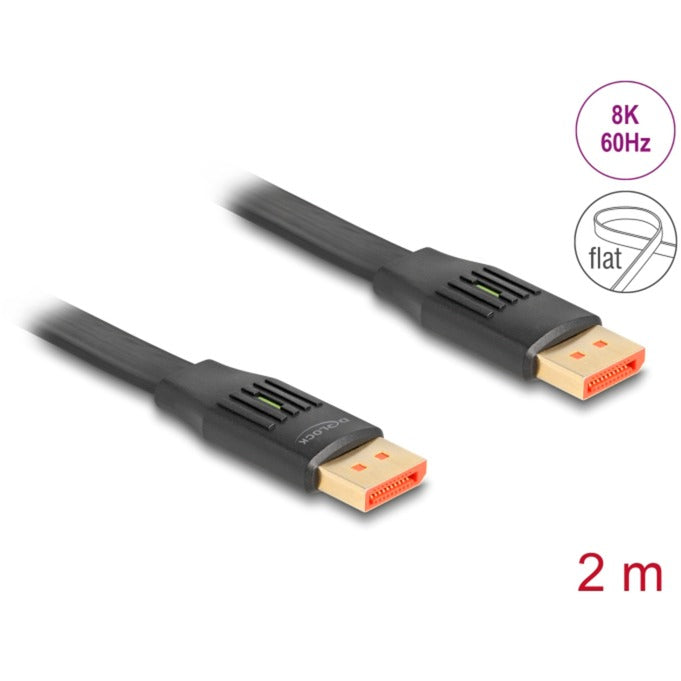 DeLOCK DisplayPort Flachbandkabel 8K 60Hz (schwarz, 2 Meter)