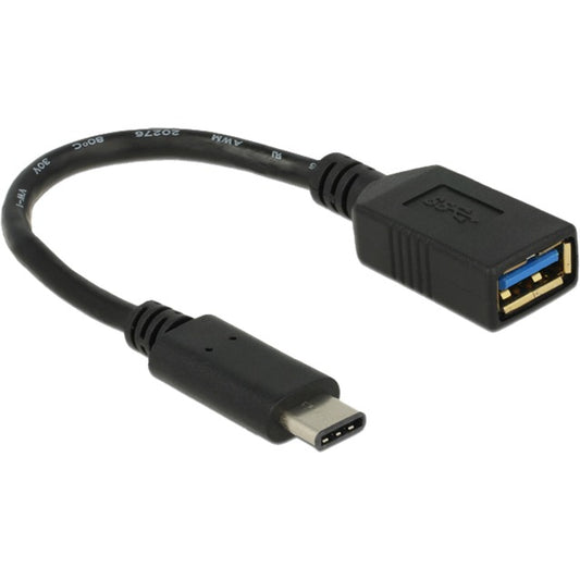 DeLOCK USB 3.2 Gen 1 Adapter, USB-C Stecker > USB-A Buchse (schwarz, 15cm)