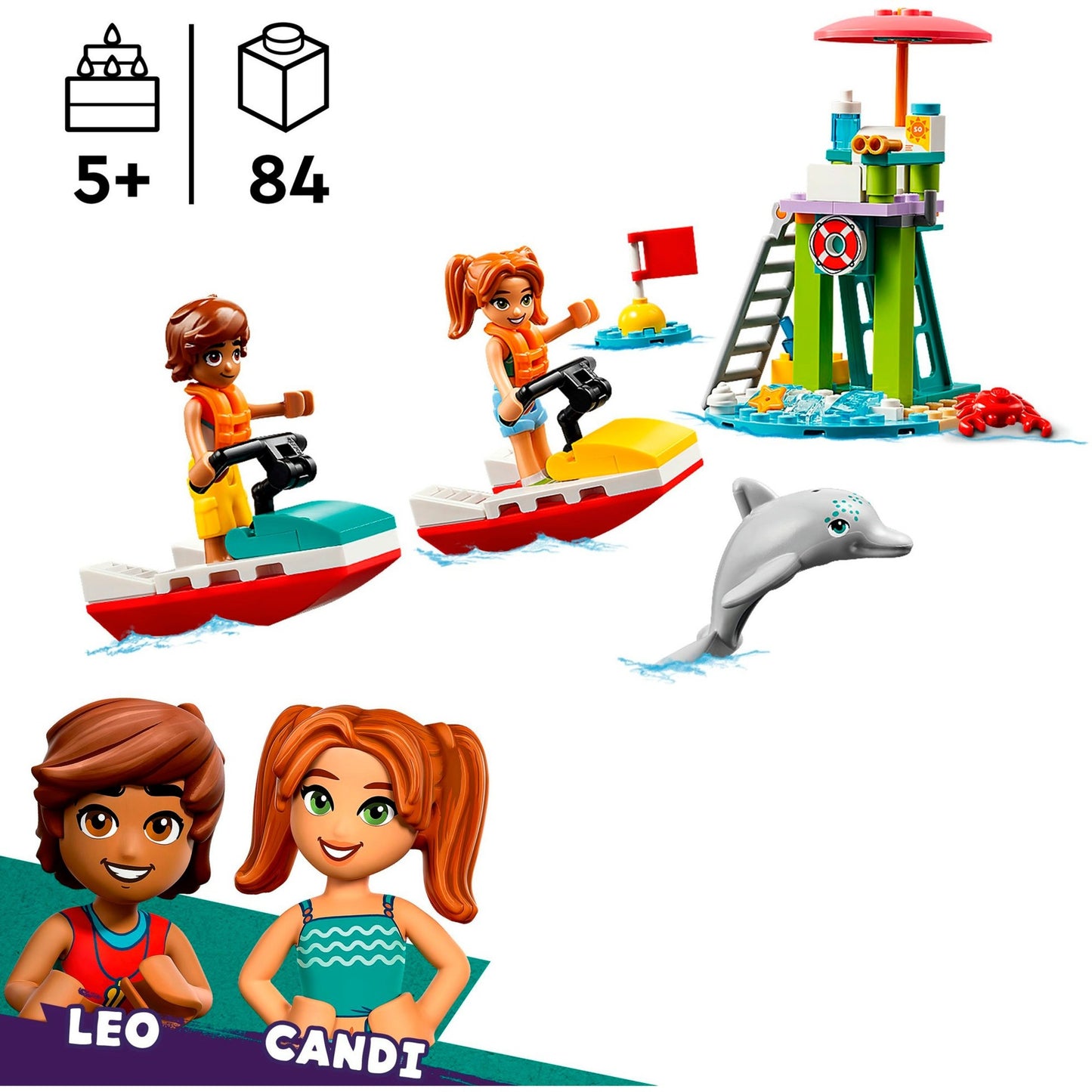 LEGO 42623 Friends Rettungsschwimmer Aussichtsturm mit Jetskis, Konstruktionsspielzeug