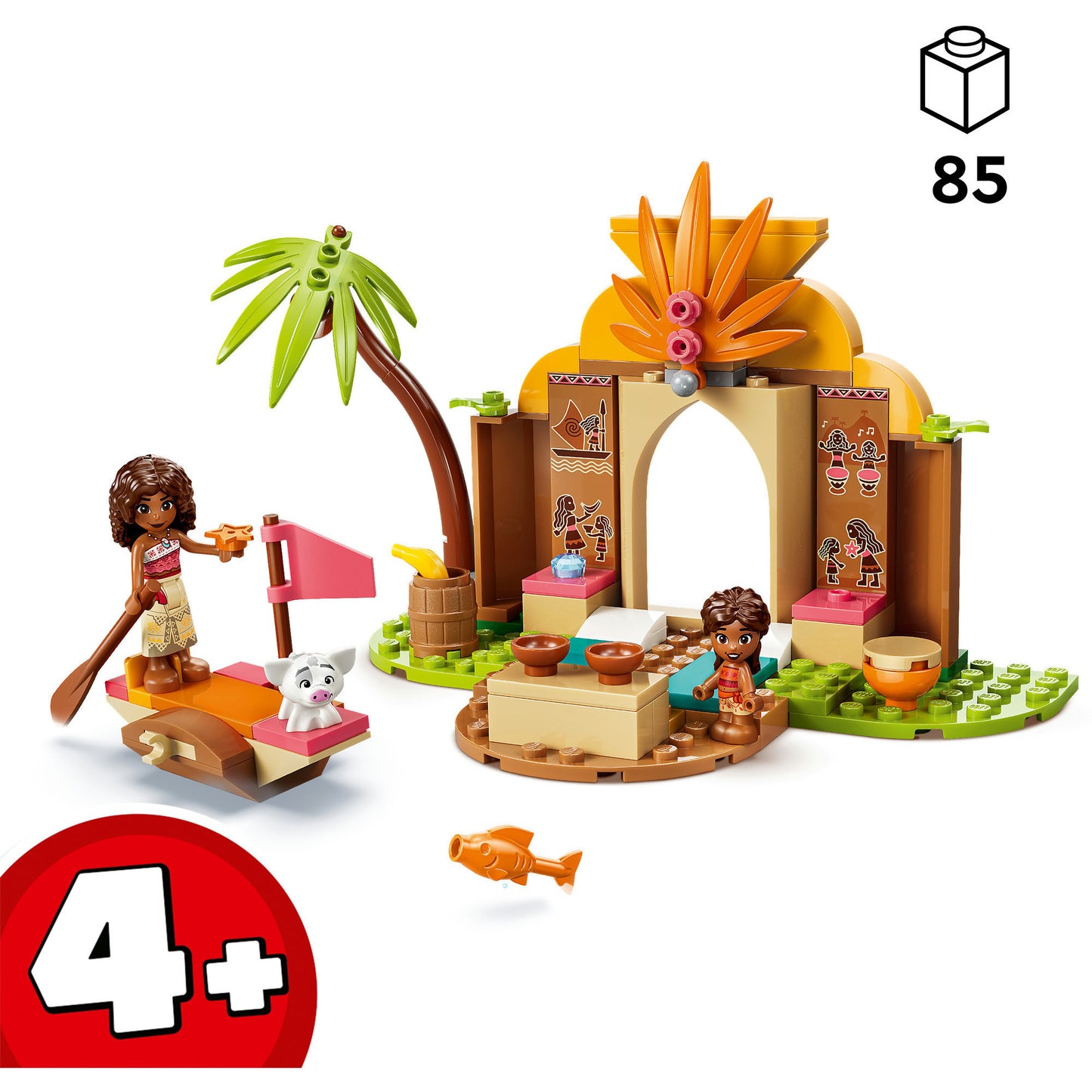 43282 Disney Princess Vaianas Hütte und Boot, Konstruktionsspielzeug