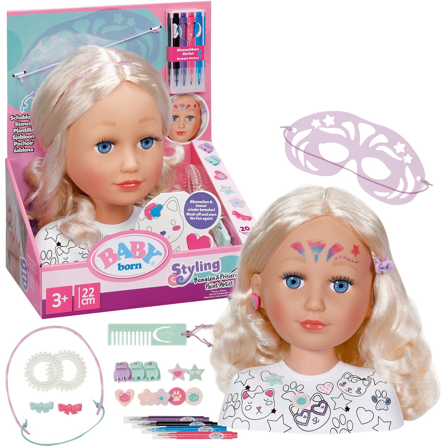 BABY born Stylingkopf Bemalen & Frisieren, Schmink- und Frisierkopf
