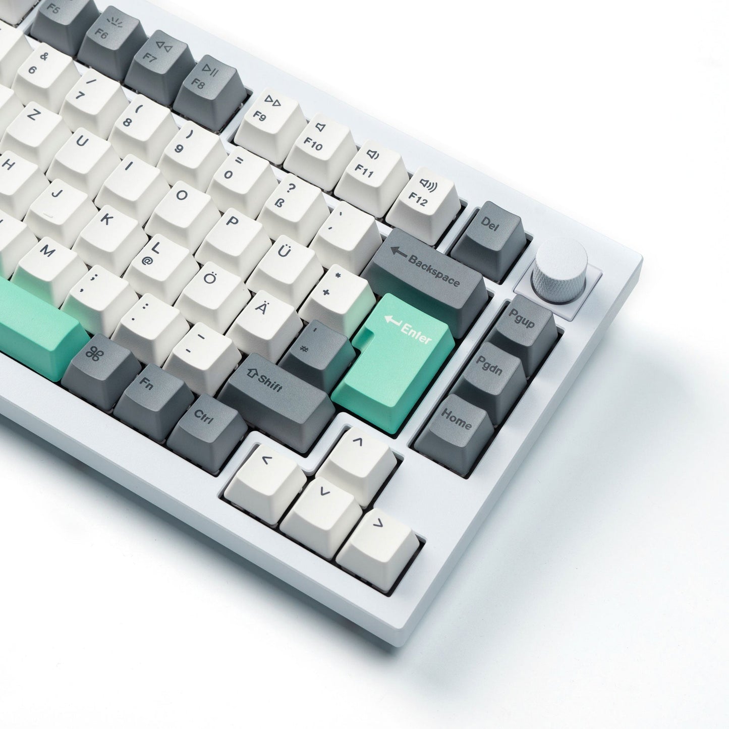 Keychron OEM Dye-Sub PBT Full Keycap-Set - Gray White Mint (weiss/mint, 137 Stück, DE-Layout (ISO))