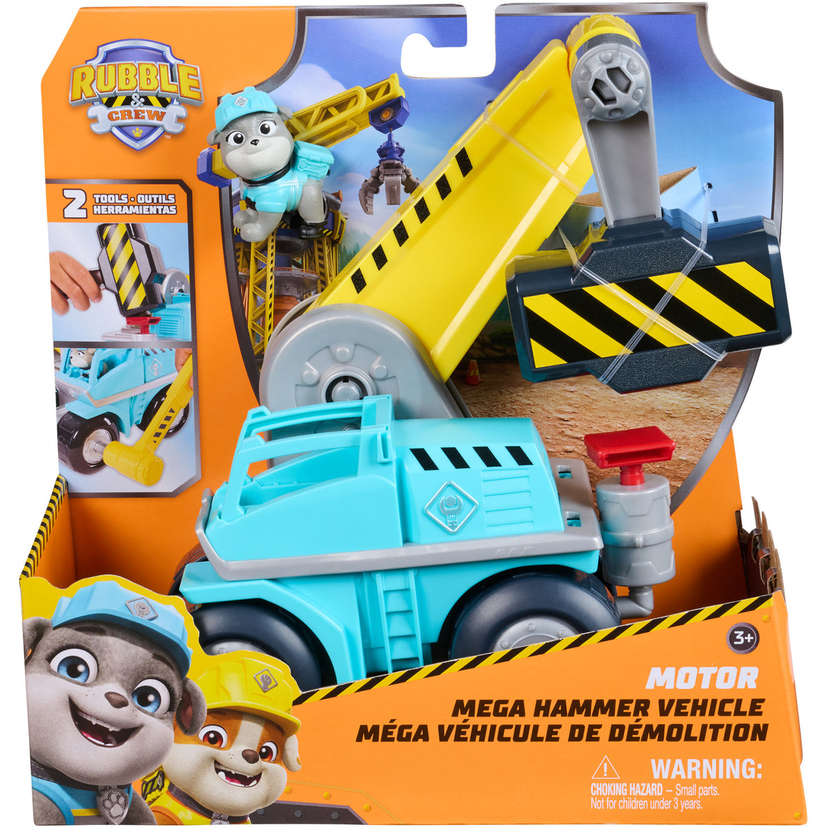 Rubble & Crew - Motors Mega-Hammer-Baufahrzeug mit Motor-Figur, Spielfahrzeug