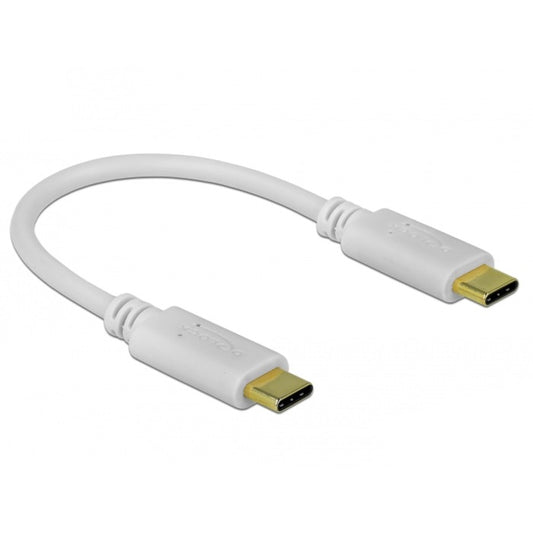 DeLOCK USB Ladekabel, USB-C Stecker > USB-C Stecker (weiss, 15cm, PD, Laden mit bis zu 100 Watt)