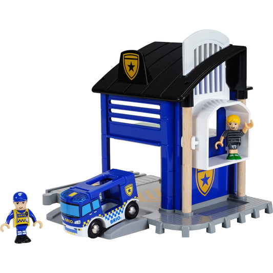 BRIO World Polizeistation mit Einsatzfahrzeug (blau/schwarz)