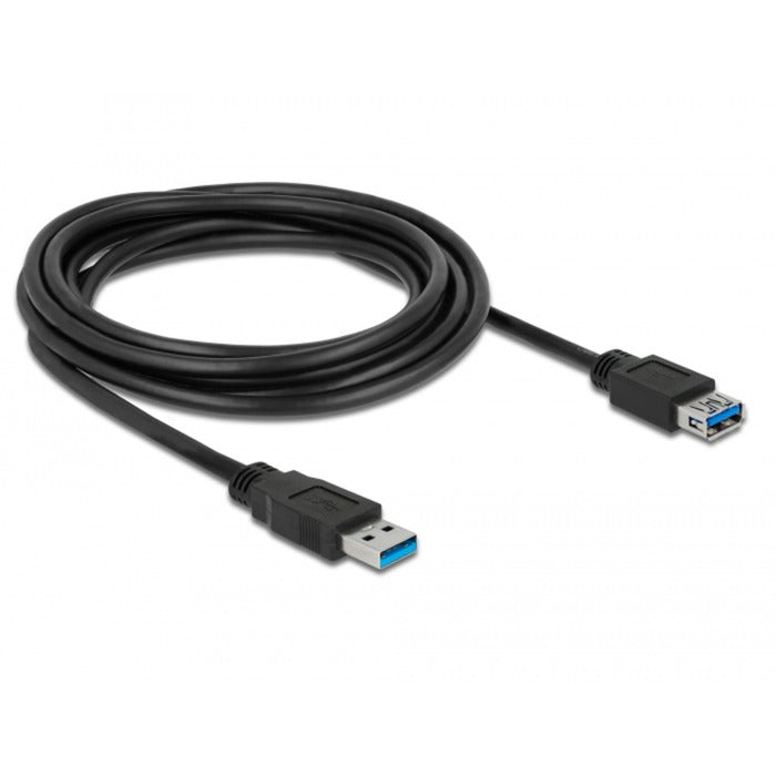 DeLOCK USB 3.2 Gen 1 Verlängerungskabel, USB-A Stecker > USB-A Buchse (schwarz, 3 Meter, SuperSpeed)