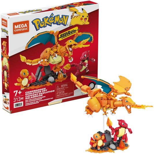 Mattel MEGA Pokémon Glumanda Evolution Set, Konstruktionsspielzeug