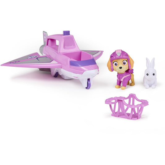Paw Patrol Air Rescue - Skyes Rettungsflugzeug mit einziehbarer Klaue und Rettungskorb, mit Skye Spielfigur und Hase, Spielfahrzeug