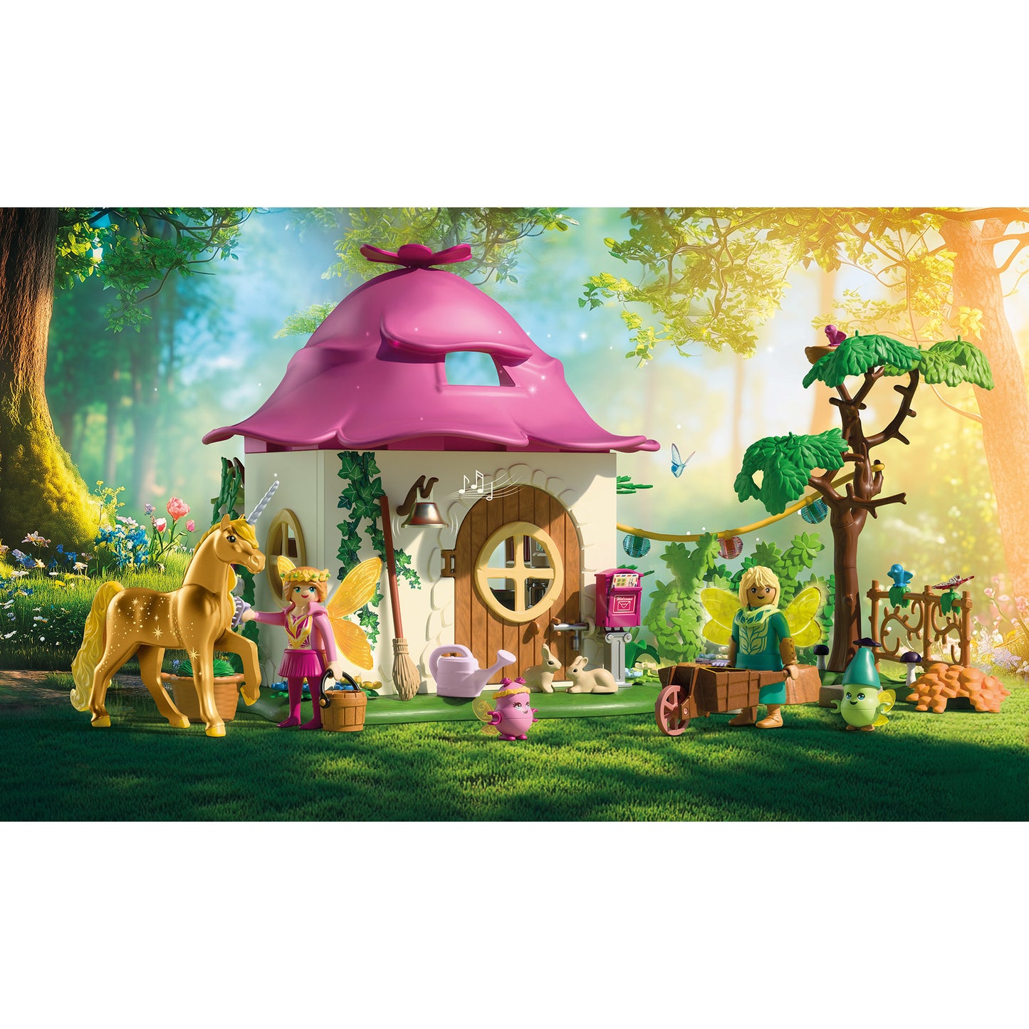 71838 Magic Unicorns:Feenzuhause mit Goldeinhorn und Stall, Konstruktionsspielzeug