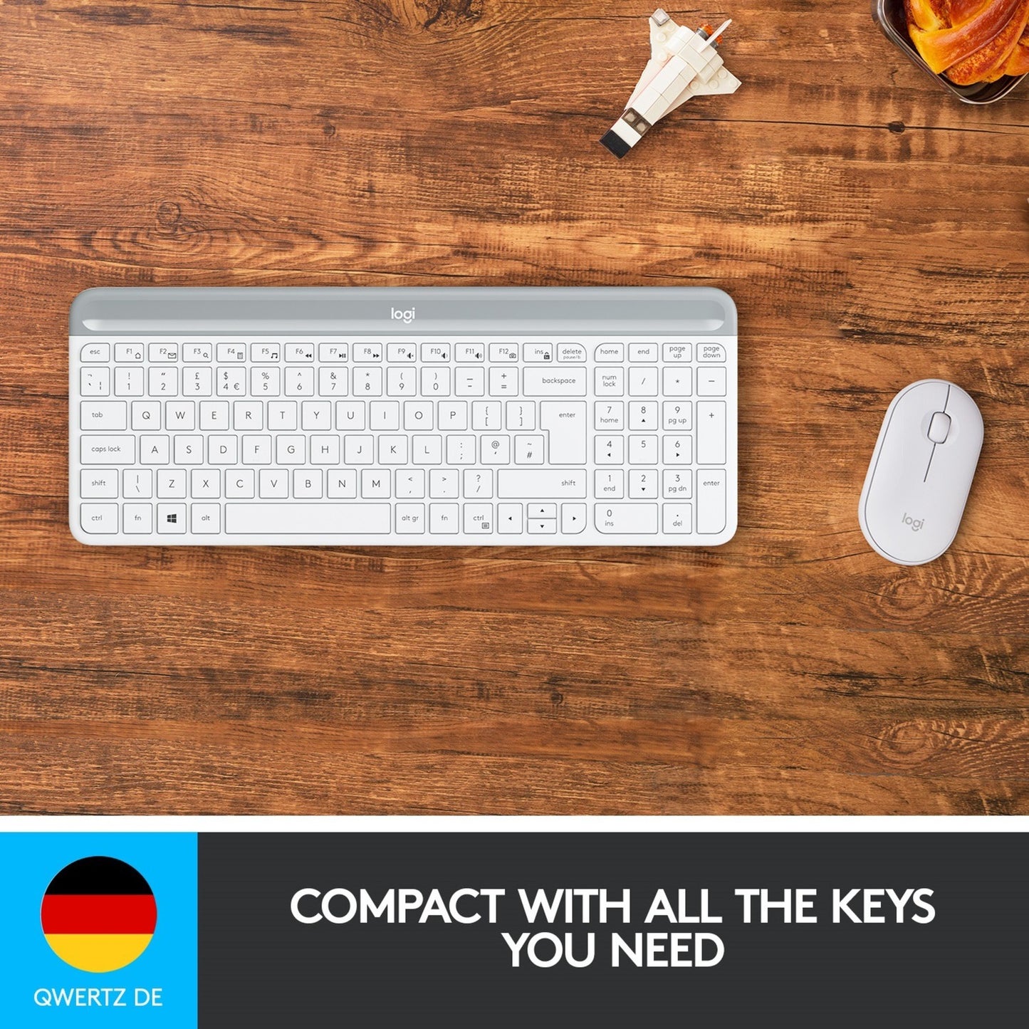 Logitech MK470 Slim Combo (weiss, DE-Layout, Scherenmechanik)